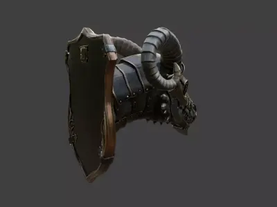 Steampunk Ram Guardian Wall Trophy Low-poly 3D model