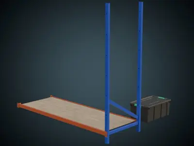 Shelf And Storage Box 1A Low-poly 3D model