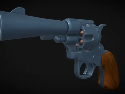 Stylized Revolver Low-poly 3D model