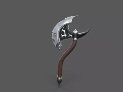 Fantazy Fight Axe Melee Weapon Low-poly 3D model