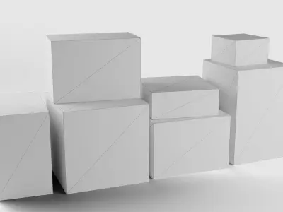 Boxes set - game ready group of cardboard Low-poly 3D model