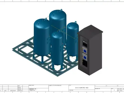 HYDRO FUELL CELL SYSTEM with 4 Tanks Low-poly 3D model