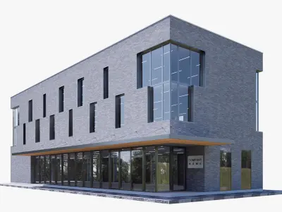 commercial building Low-poly 3D model 2