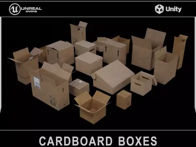 Cardboard Boxes Pack Low-poly 3D model