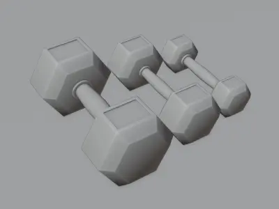 Dumbbells 4K and 2K Textures Low-poly 3D model