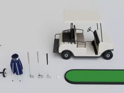 Golf Props Collection Low-poly 3D model