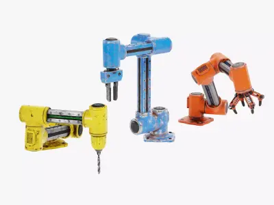 Robotic Arms with Worn Finish Collection - Rigged 3D model