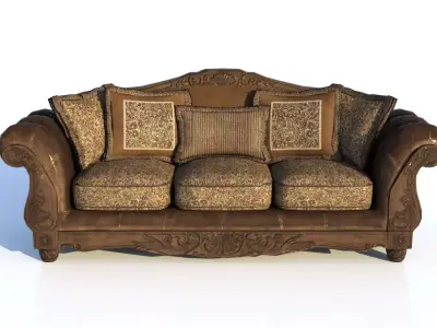 Antique Carved Sofa   High Poly 3D  Low-poly 3D model