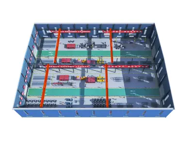 Inside the steel bar production factory 3D model