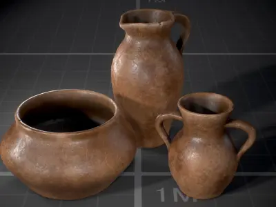Medieval Jugs Free low-poly 3D model