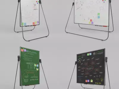 Office Essentials Set - Customizable U Stand Writing Boards 3D Model Pack
