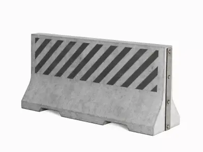 Large Concrete Barrier Set Low-poly 3D model