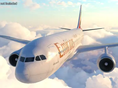 Emirates Airline Commercial Aircraft Airbus A330-200 Rigged for Maya 3D model