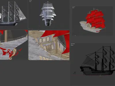 Sail Ship Low-poly 3D model by maroans-vault