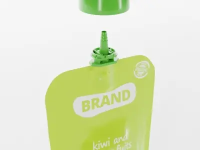 Baby food pouch ready for AR Close up shots Commercial rendering Low-poly 3D model