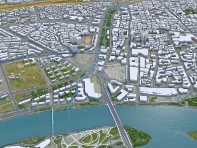 Jinhua Zhejiang China 35km Low-poly 3D model