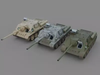 Pack SU 100 tank destroyer 3 versions Egypt Russian  Free 3D model