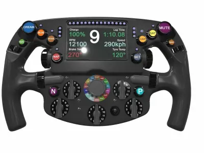 Car f1 steering wheel 4 min 3D model
