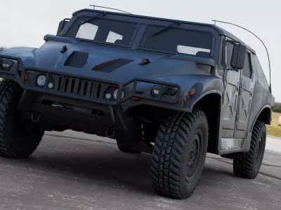 Military Vehicle Humvee HMMWV Concept Black Color 3D model