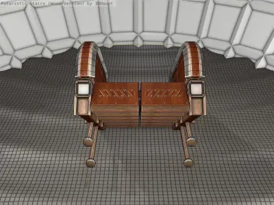 Wood Stairs - Construction Element 19 Low-poly 3D model