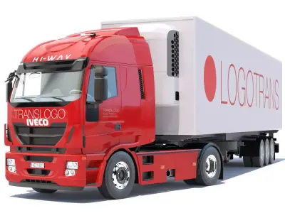IVECO Hi-Way with Refrigerated Trailer 3D model