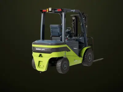 Forklift Truck03 Green All PBR Unity UE Textures Low-poly 3D model