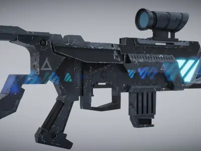 Sci-fi Rifle Low-poly 3D model get