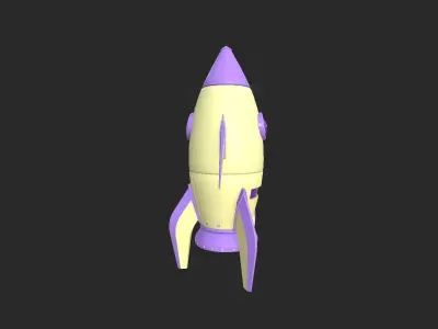 Cartoon Spaceship 04 Yellow Purple - Spacecraft Vehicle SciFi Low-poly 3D model