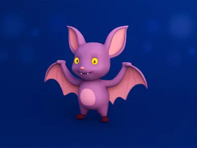 Cartoon Bat Cute  Low-poly 3D model
