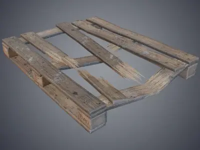 Old Palette damaged Low-poly 3D model