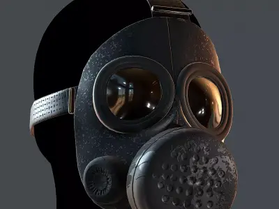 Gas mask helmet 3d model scifi Low-poly  Low-poly 3D model 10