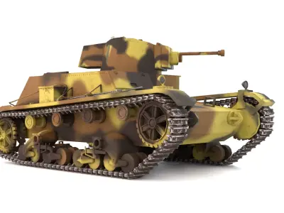 English Vickers 7TP tank PBR Game Ready VR AR low-poly 3d model Low-poly 3D model