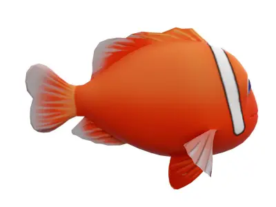 Tomato Clown Fish Cartoon  Animated Low-poly 3D model