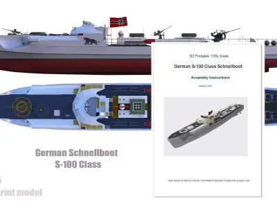  1 35 German S-100  Speedboat model free Building Instructions  Free 3D print model