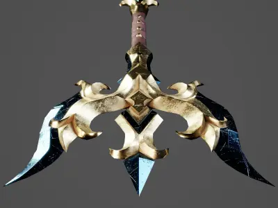 Fantasy Battle Axe Low-poly 3D model