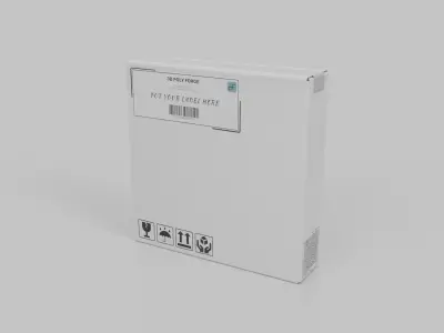 White Cardboard Box R-144 - Rigged and Customizable Low-poly 3D model