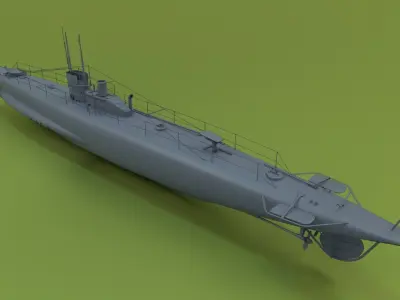 HMS Swordfish Submarine Low-poly 3D model