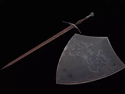 Knight Sword and Shield Free low-poly 3D model