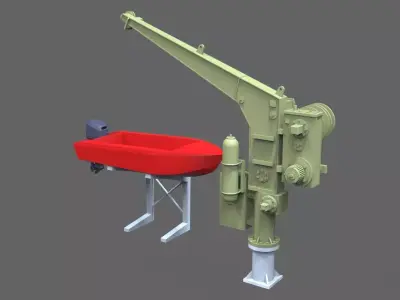 Davit with boat for NORDIC Graupner 3D print model