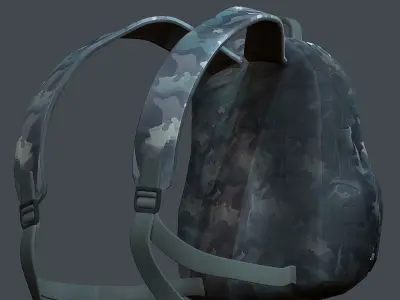 Backpack military combat Black baggage Low-poly  Low-poly 3D model 2