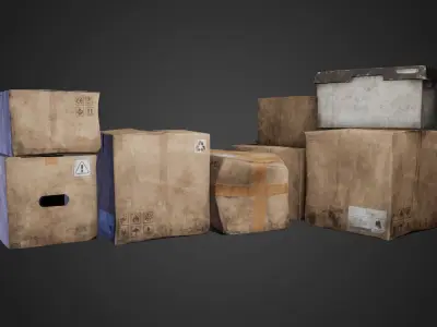 Cardboard Boxes Low-poly 3D model get