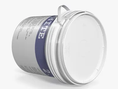 Mockup Plastic Paint Bucket White 3D model