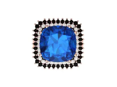 Cushion Solitaire Art deco Ring 3D print model 9