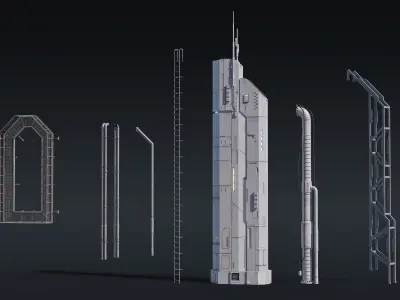 Sci-Fi Building 004 Industry-PBR Low-poly 3D model