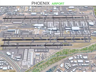 Phoenix Airport 10km Low-poly 3D model