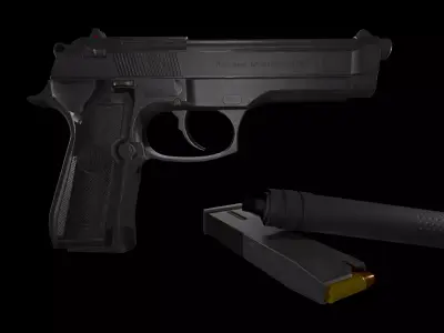 Beretta M9 Pistol Low-poly 3D model