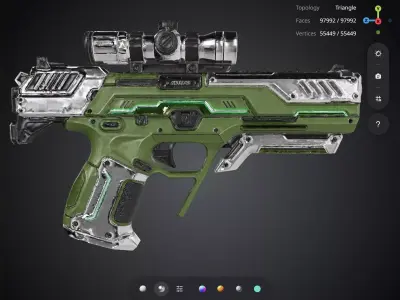 Green Pistol 3D model shop