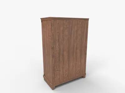 Tall Farmhouse Five Drawer Wood Dresser 3D model