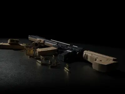MG- 56 Assault rifle Low-poly 3D model