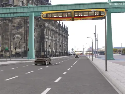 Urban Suspended Monorail and Highway  purchase 3D model